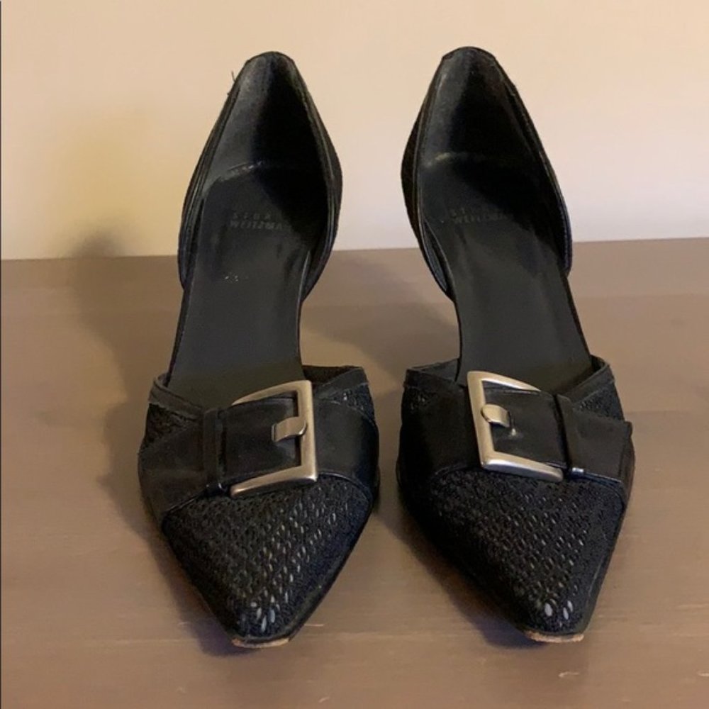 Stuart Weitzman Leather and Crochet Heels - Women’s Size 7 - Picture 4 of 7